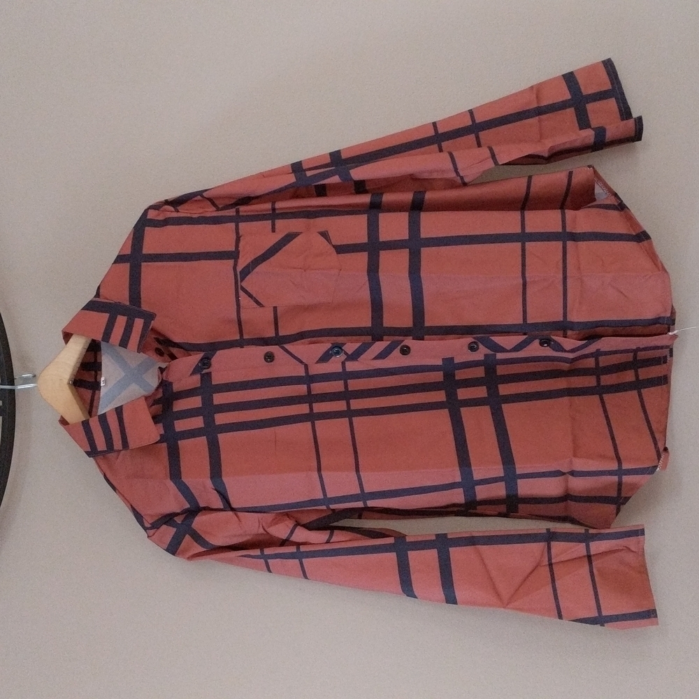 NEW Long Sleeve V-Neck Stripes Plaid Casual Blouses Pocket Button Down Shirt - Picture 5 of 9